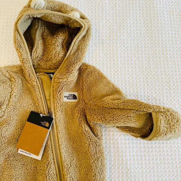 The North Face Campshire One piece Tan Fleece Sherpa 12-18m Khaki Hooded Suit - Picture 3 of 8